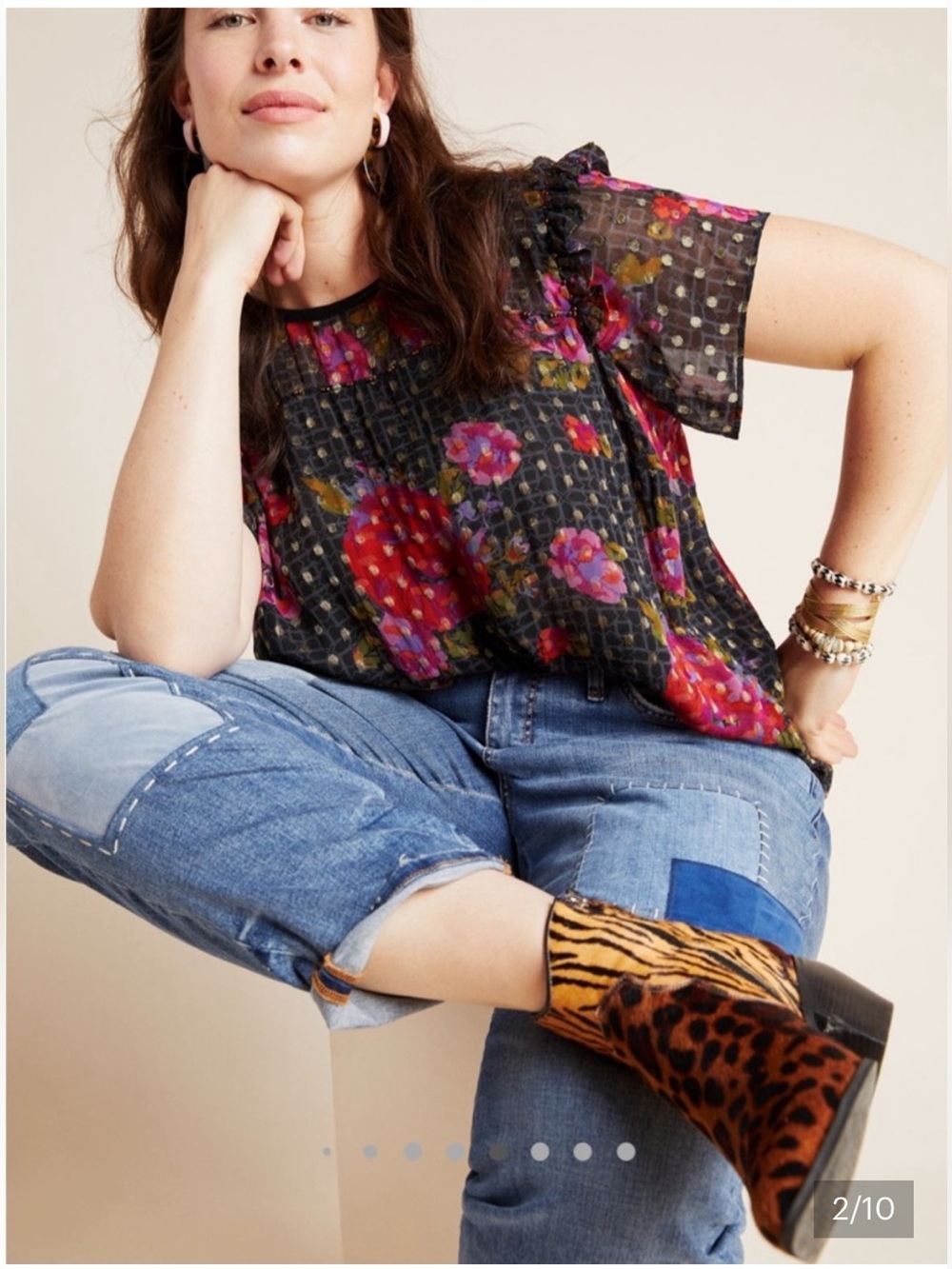 Anthropologie Fiorella Metallic Beaded Blouse